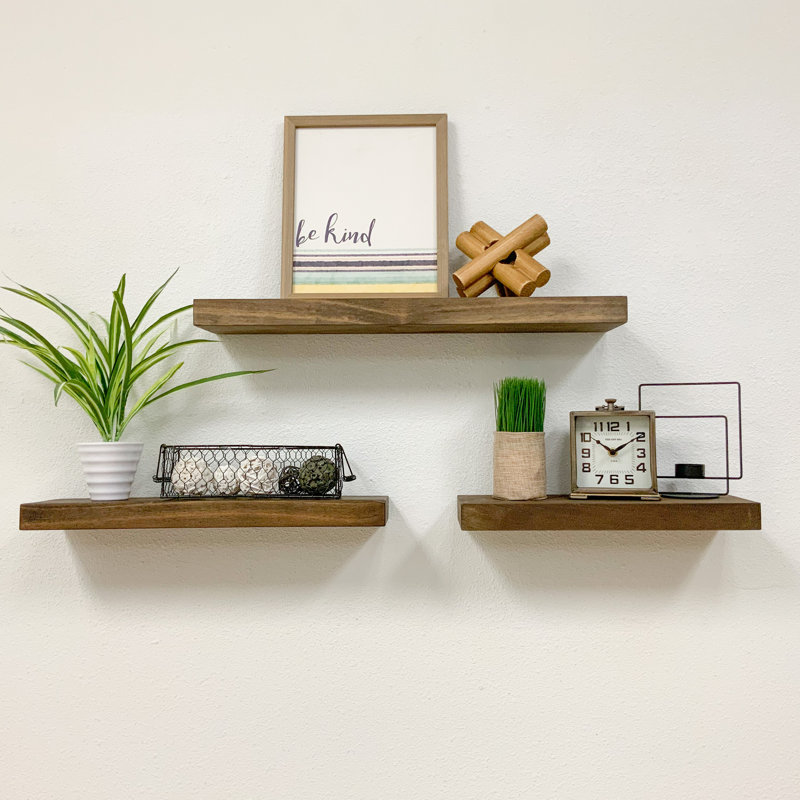 Abarca 3 Piece Pine Solid Wood Floating Shelf Joss & Main